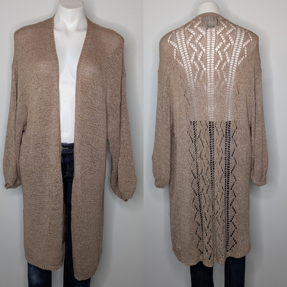 By Anthropologie dust pink loose knit lightweight open cardigan sweater OS - Picture 1 of 11